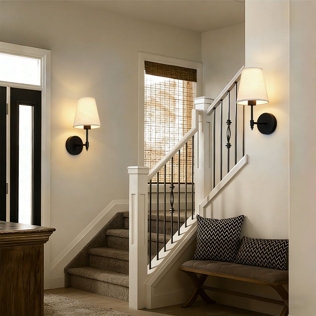 Dehowell Battery Operated Wireless Fabric Wall Sconces with Remote Contro For Living Room, Bedroom, Hallway, And Bathroom (Set of 2)