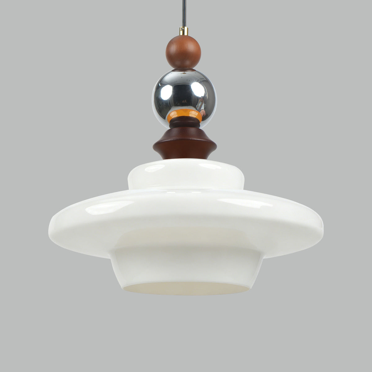 Dehowell Mid Century Glass Pendant Lamp With Wood & Metal Accents For Kitchen Island Living Dining Room