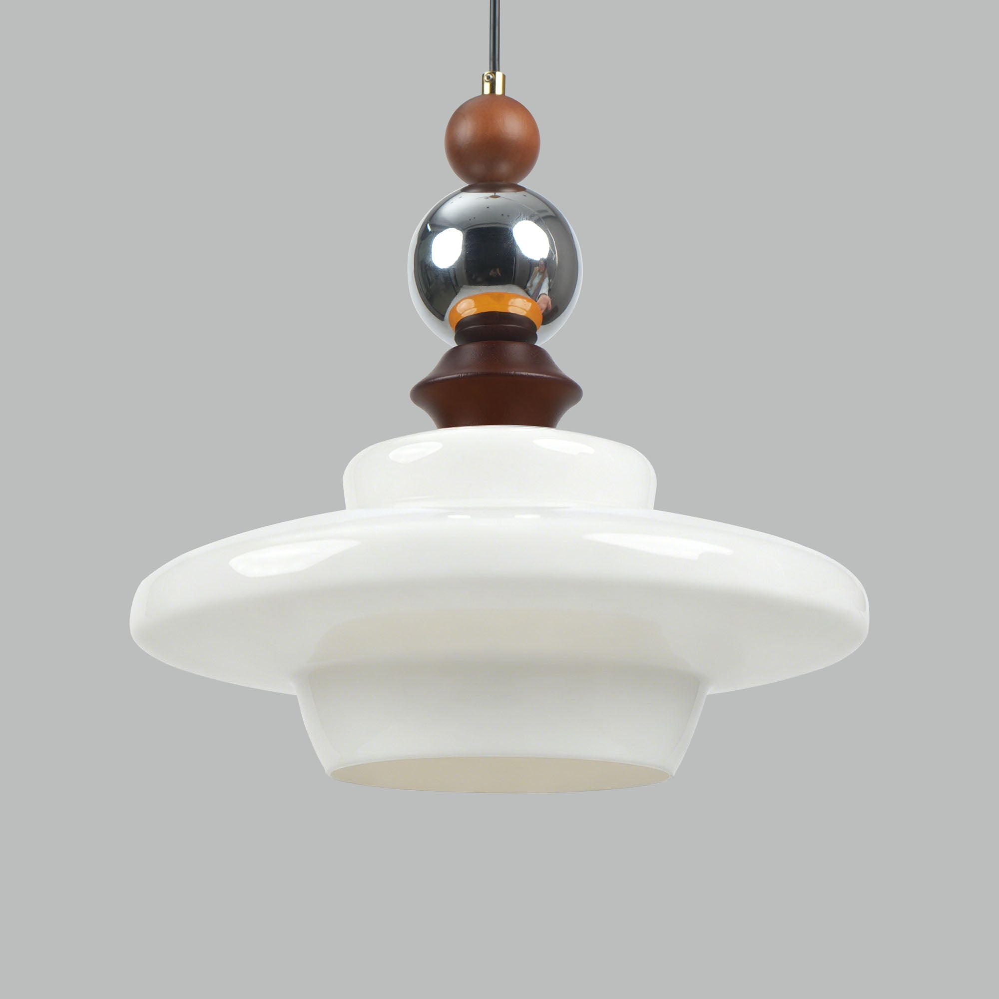 Dehowell Mid Century Glass Pendant Lamp With Wood & Metal Accents For Kitchen Island Living Dining Room
