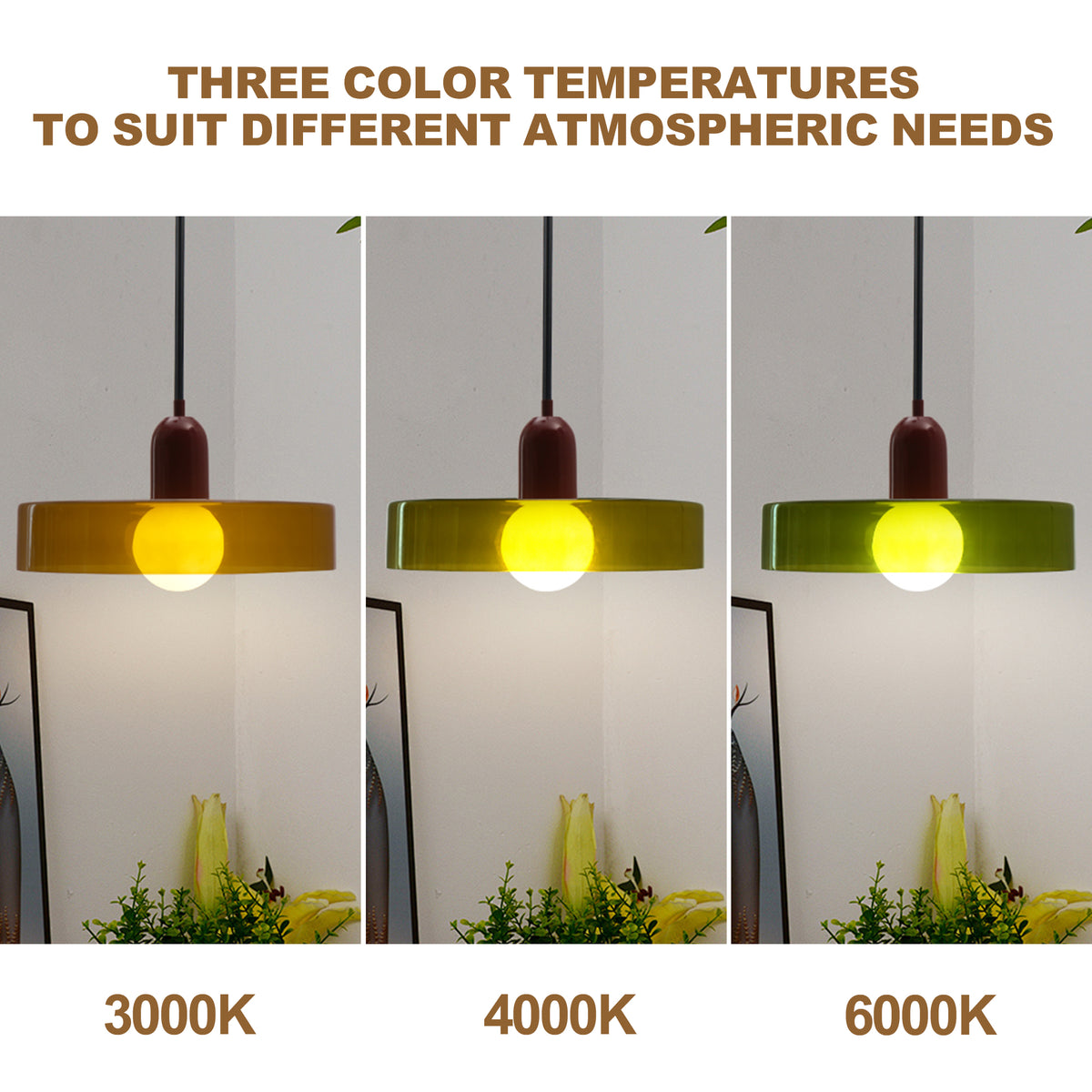 Modern 1-Light Pendant, 13.78" Olive Green Glass with Red Accent