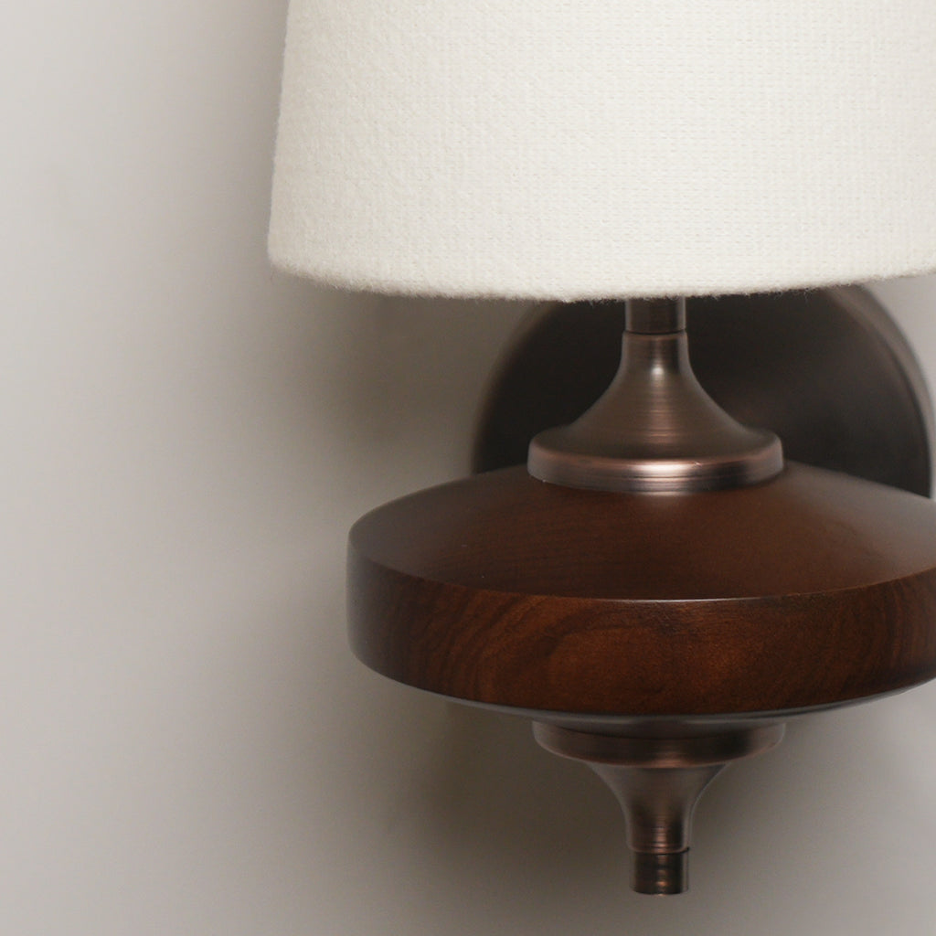 Dehowell Retro Wall Sconce with Fabric Shade and Wood Base (Set of 2)