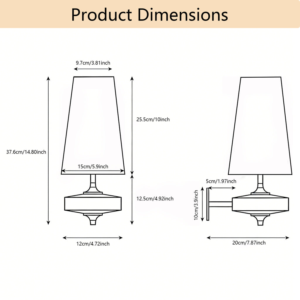 Dehowell Retro Wall Sconce with Fabric Shade and Wood Base (Set of 2)