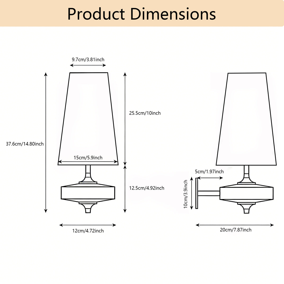 Dehowell Retro Wall Sconce with Fabric Shade and Wood Base (Set of 2)
