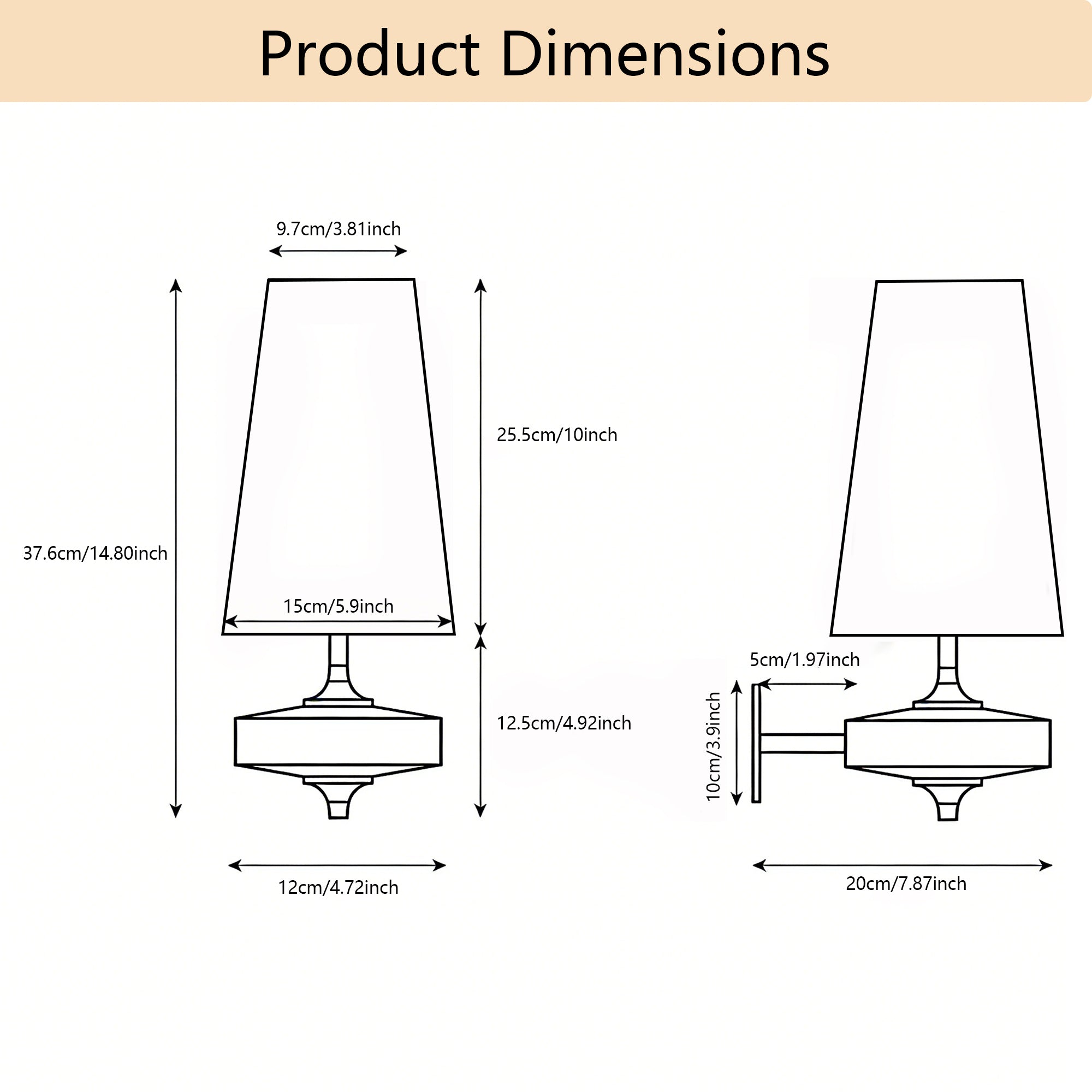 Dehowell Retro Wall Sconce with Fabric Shade and Wood Base (Set of 2)