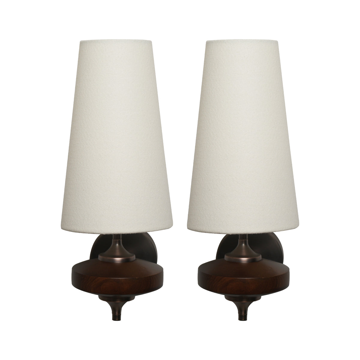 Dehowell Retro Wall Sconce with Fabric Shade and Wood Base (Set of 2)