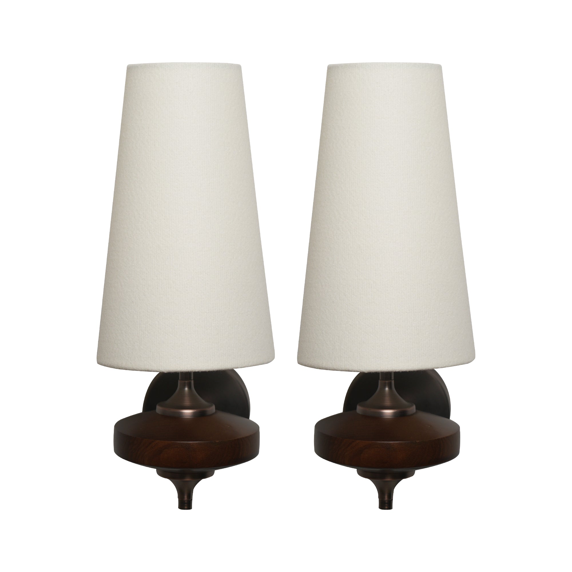 Dehowell Retro Wall Sconce with Fabric Shade and Wood Base (Set of 2)