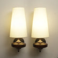 Dehowell Retro Wall Sconce with Fabric Shade and Wood Base (Set of 2)