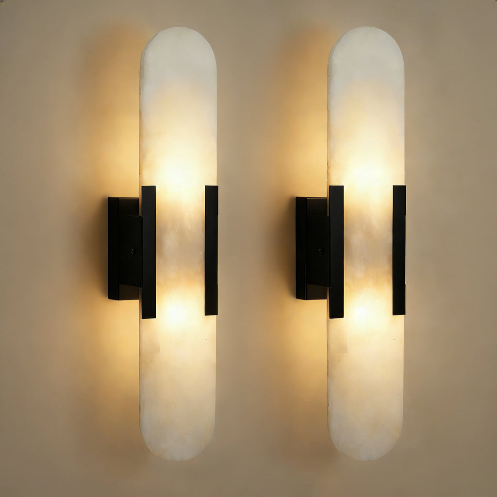 Dehowell 19.7in Dimmable Wall Mounted Sconce with Alabaster Shade,Modern 2-lights Wall Light with G9 Bulbs (Set of 2)