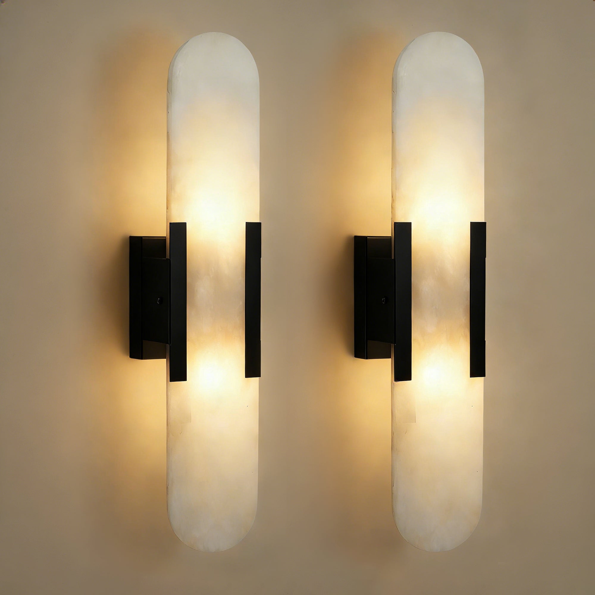 Dehowell 19.7in Dimmable Wall Mounted Sconce with Alabaster Shade,Modern 2-lights Wall Light with G9 Bulbs (Set of 2)