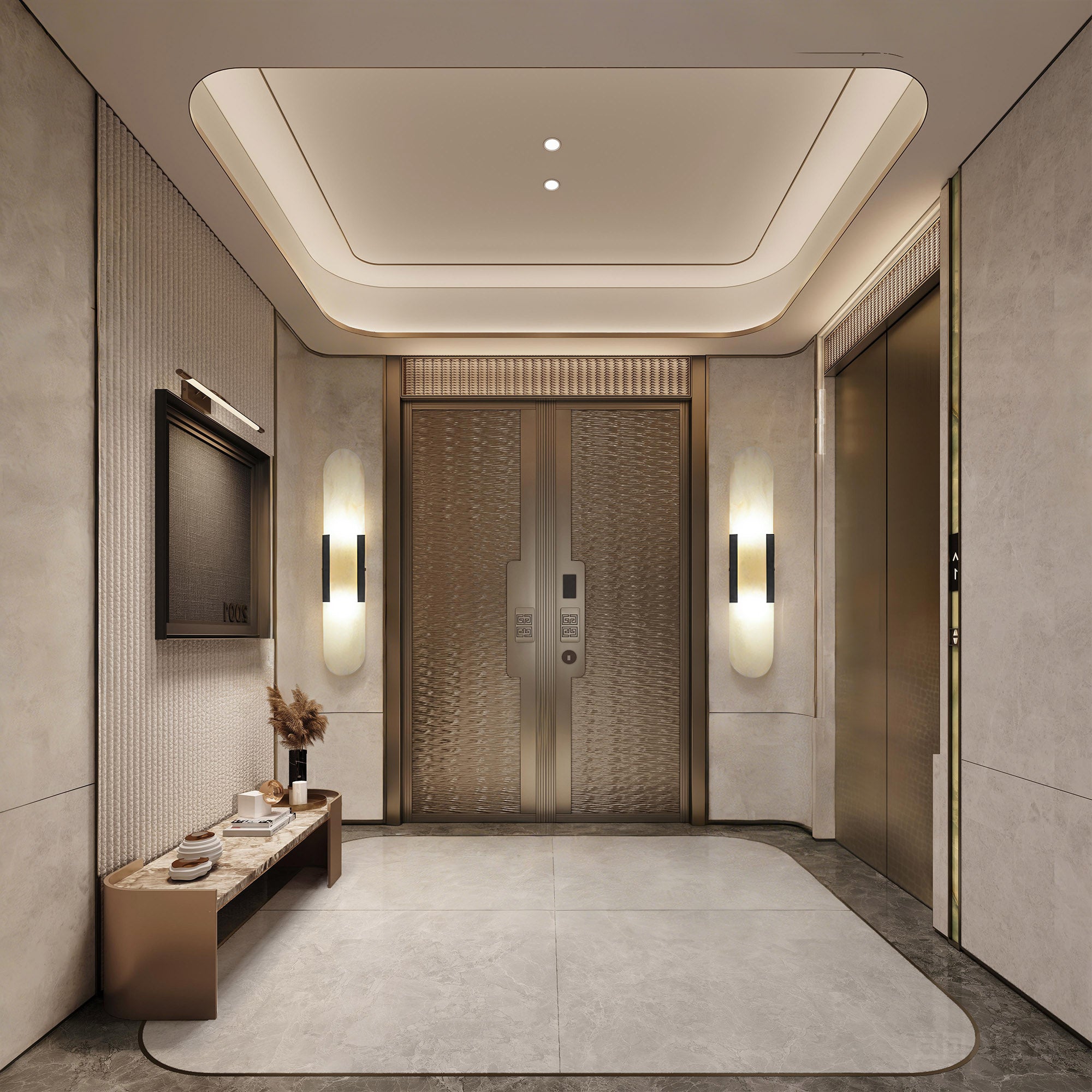 Dehowell 19.7in Dimmable Wall Mounted Sconce with Alabaster Shade,Modern 2-lights Wall Light with G9 Bulbs (Set of 2)