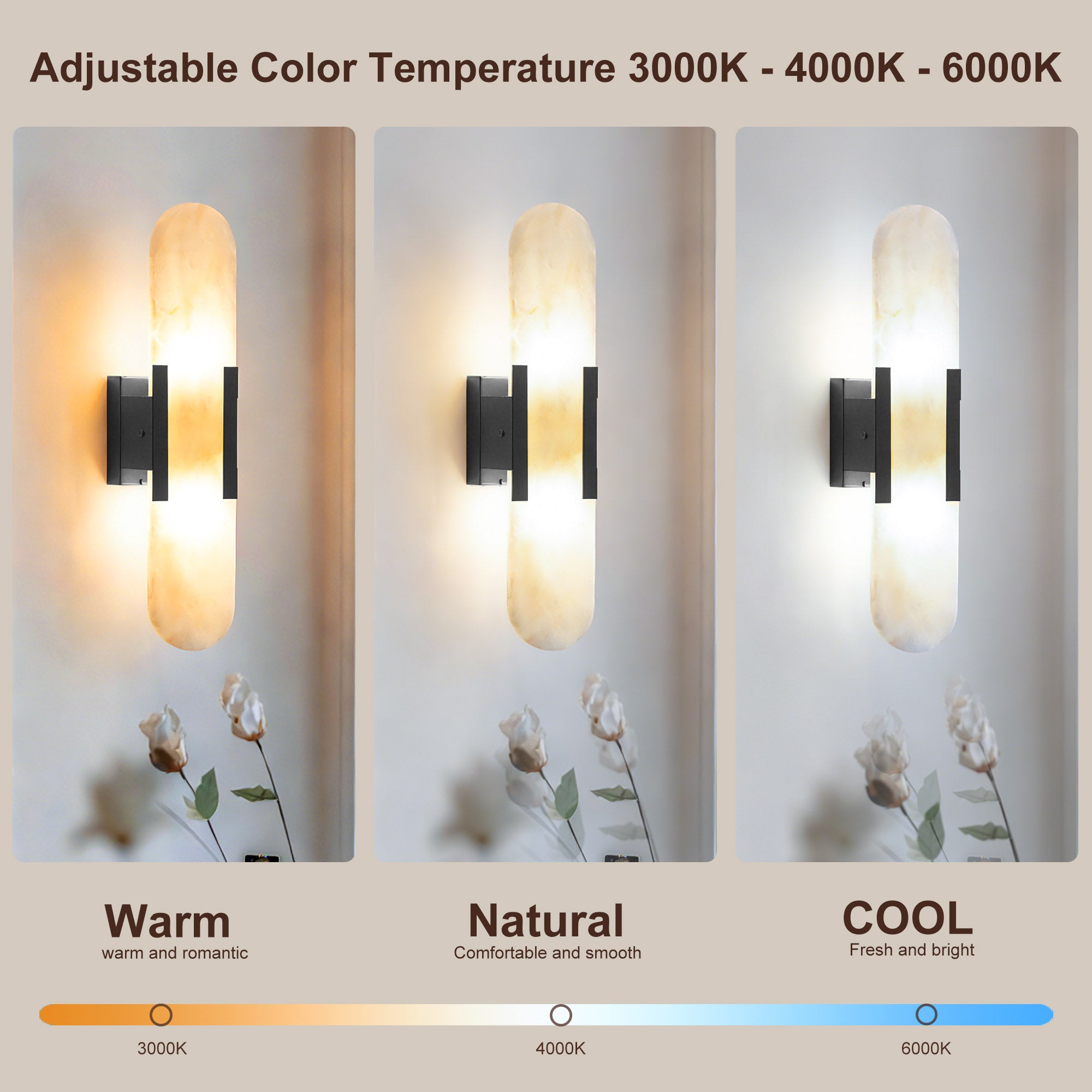 Dehowell 19.7in Dimmable Wall Mounted Sconce with Alabaster Shade,Modern 2-lights Wall Light with G9 Bulbs (Set of 2)