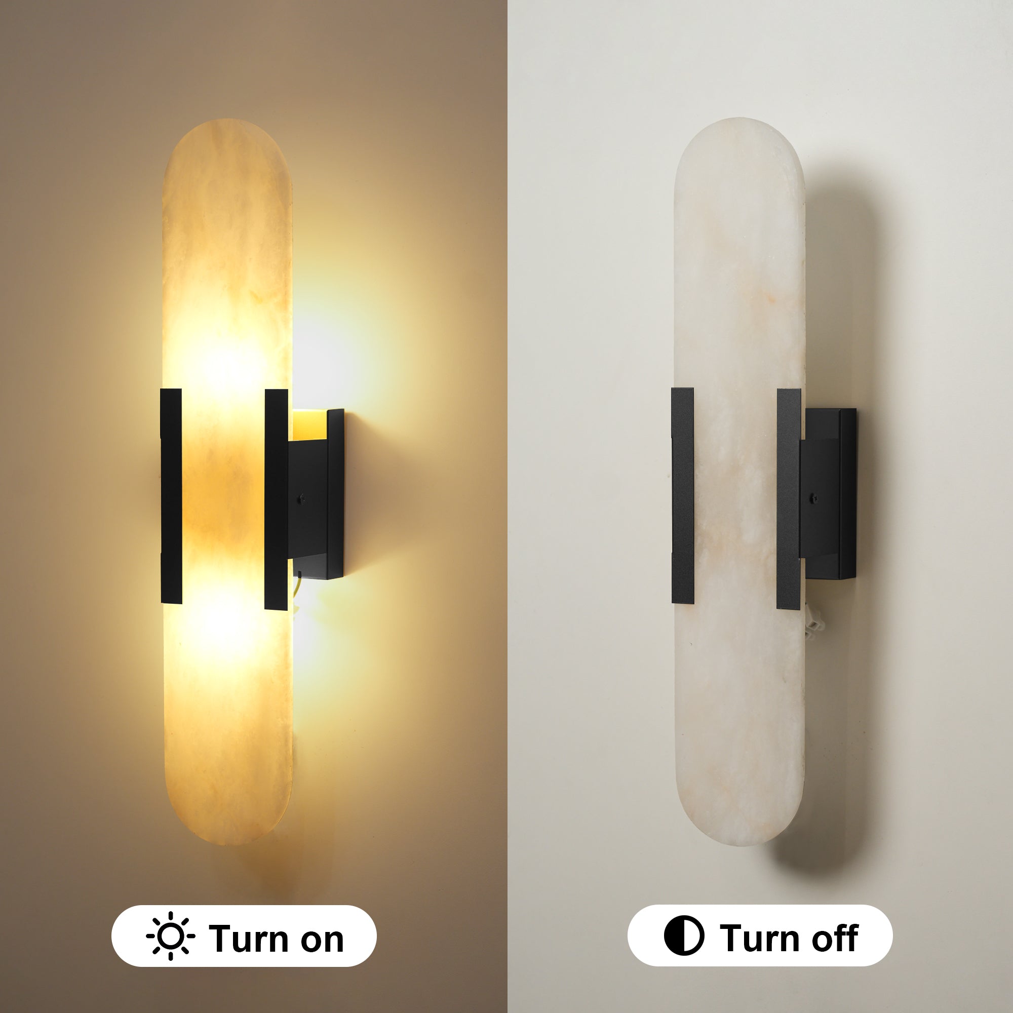 Dehowell 19.7in Dimmable Wall Mounted Sconce with Alabaster Shade,Modern 2-lights Wall Light with G9 Bulbs (Set of 2)