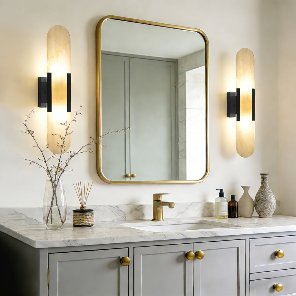 Dehowell 19.7in Dimmable Wall Mounted Sconce with Alabaster Shade,Modern 2-lights Wall Light with G9 Bulbs (Set of 2)