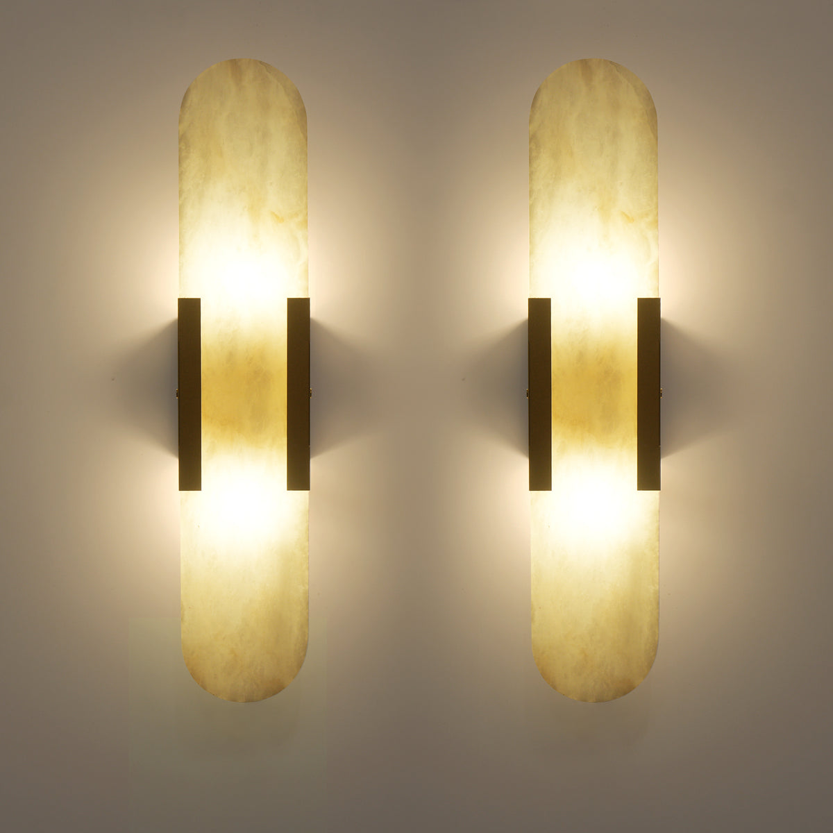 Dehowell 19.7in Dimmable Wall Mounted Sconce with Alabaster Shade,Modern 2-lights Wall Light with G9 Bulbs (Set of 2)