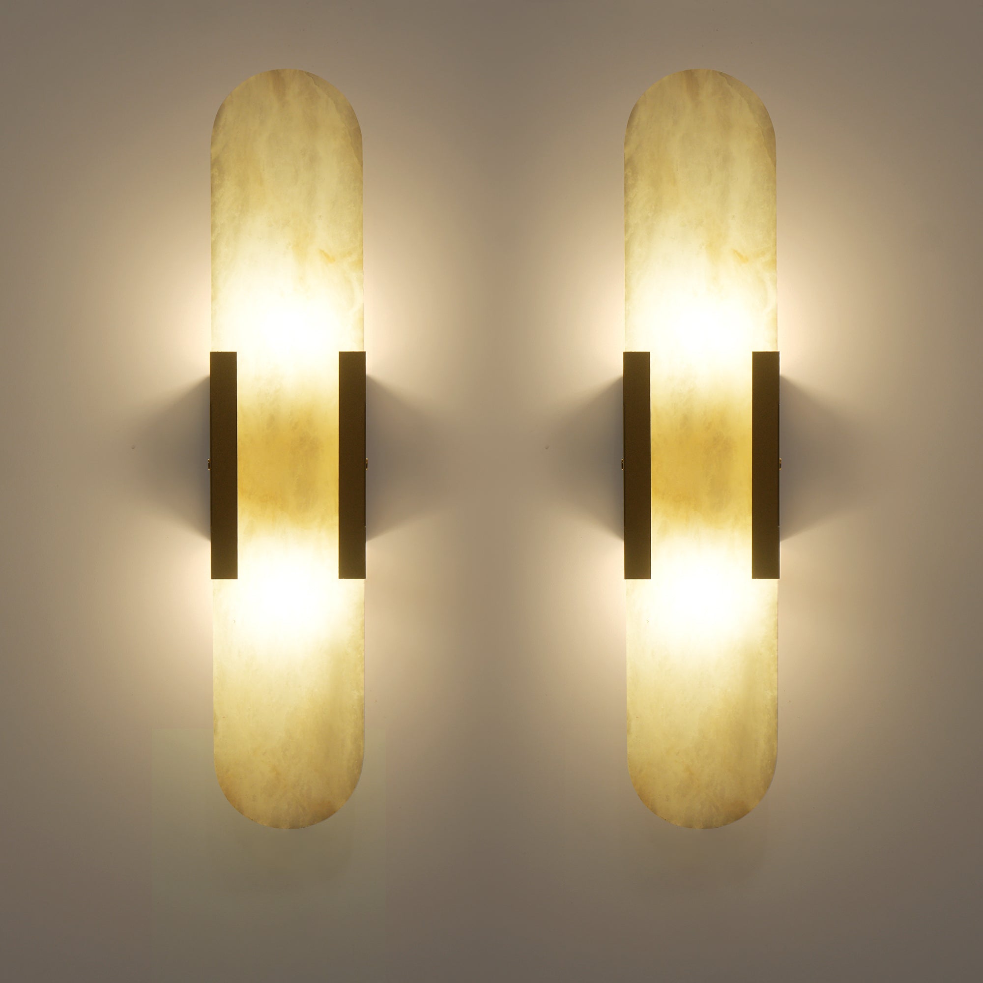 Dehowell 19.7in Dimmable Wall Mounted Sconce with Alabaster Shade,Modern 2-lights Wall Light with G9 Bulbs (Set of 2)