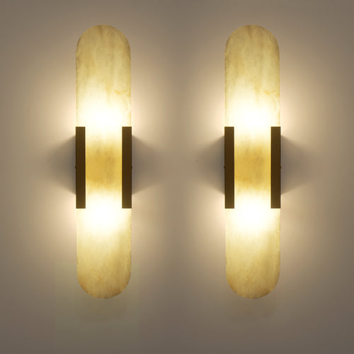 Dehowell 19.7in Dimmable Wall Mounted Sconce with Alabaster Shade,Modern 2-lights Wall Light with G9 Bulbs (Set of 2)