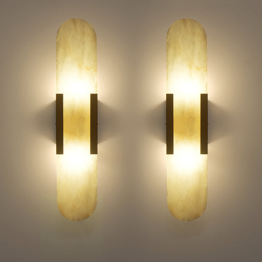 Dehowell 19.7in Dimmable Wall Mounted Sconce with Alabaster Shade,Modern 2-lights Wall Light with G9 Bulbs (Set of 2)