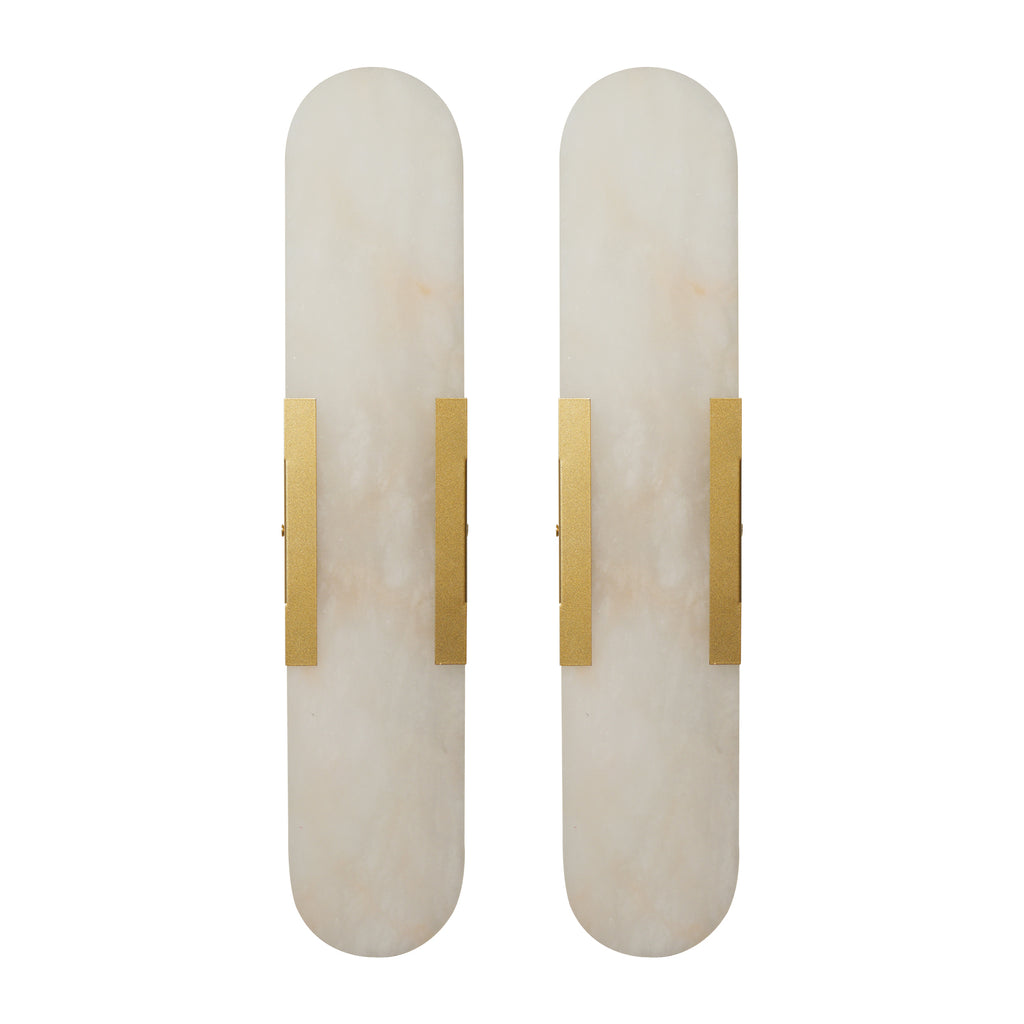 Dehowell 19.7in Dimmable Wall Mounted Sconce with Alabaster Shade,Modern 2-lights Wall Light with G9 Bulbs (Set of 2)