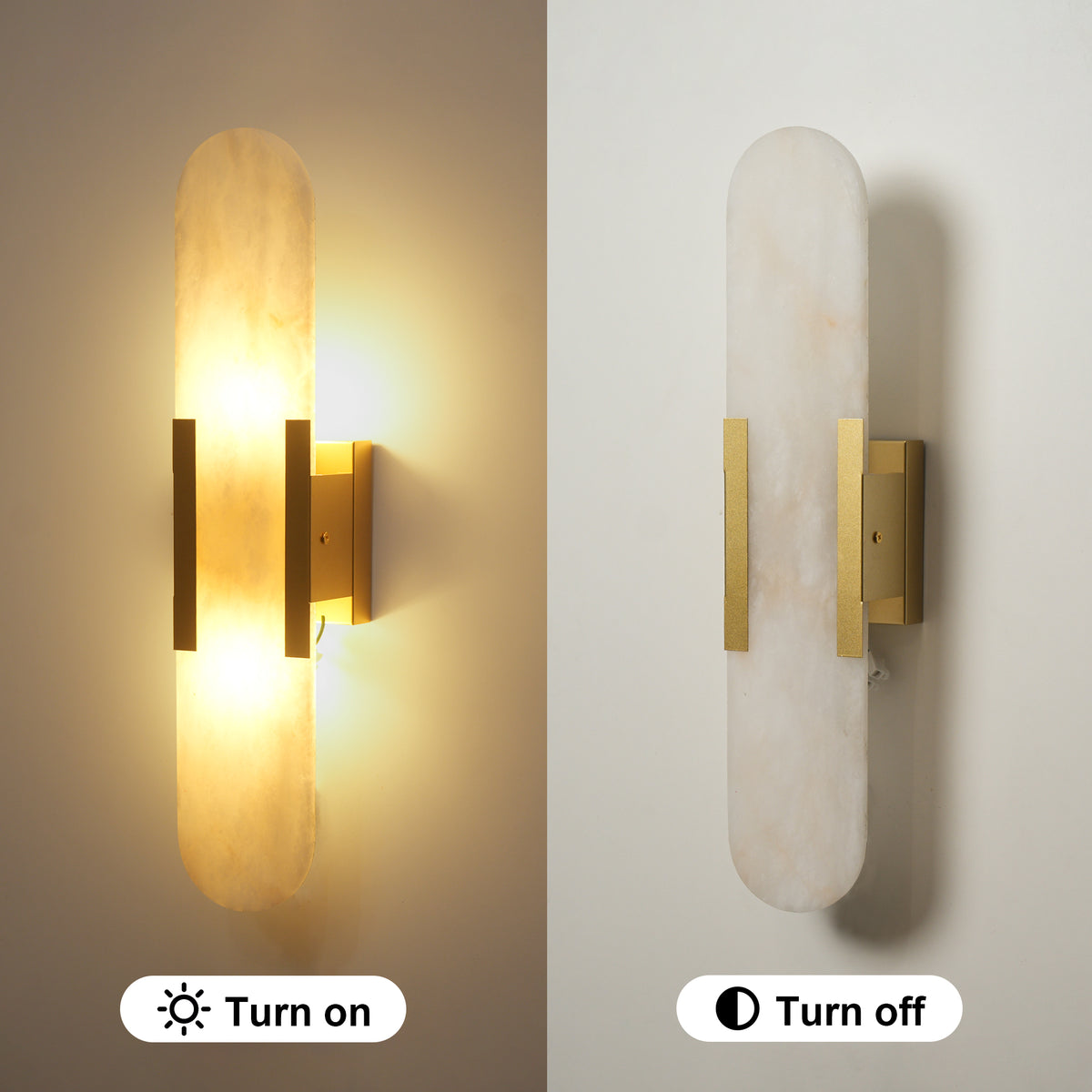 Dehowell 19.7in Dimmable Wall Mounted Sconce with Alabaster Shade,Modern 2-lights Wall Light with G9 Bulbs (Set of 2)