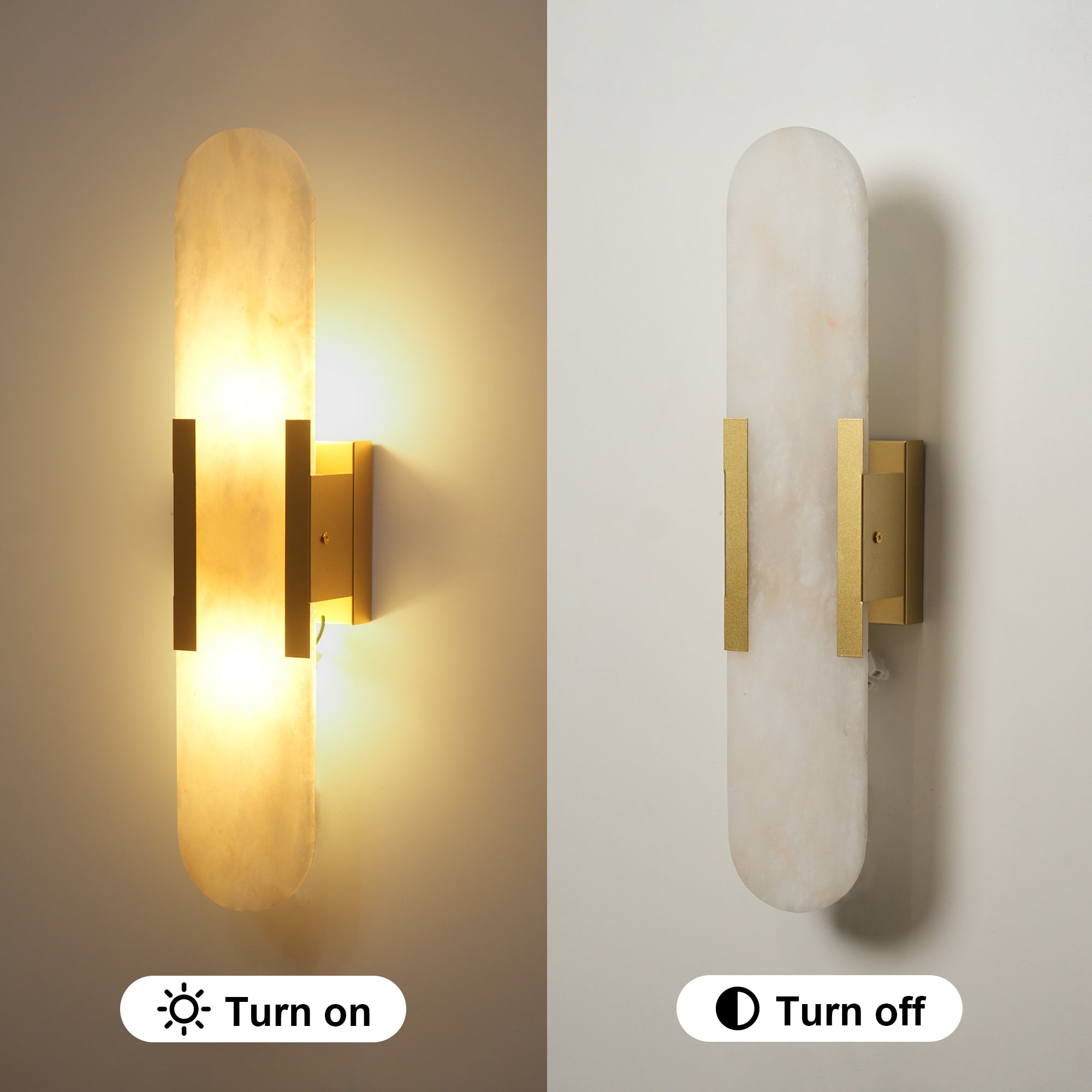 Dehowell 19.7in Dimmable Wall Mounted Sconce with Alabaster Shade,Modern 2-lights Wall Light with G9 Bulbs (Set of 2)