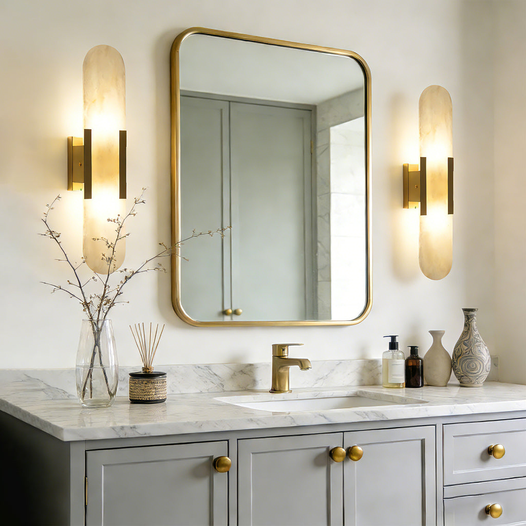 Dehowell 19.7in Dimmable Wall Mounted Sconce with Alabaster Shade,Modern 2-lights Wall Light with G9 Bulbs (Set of 2)