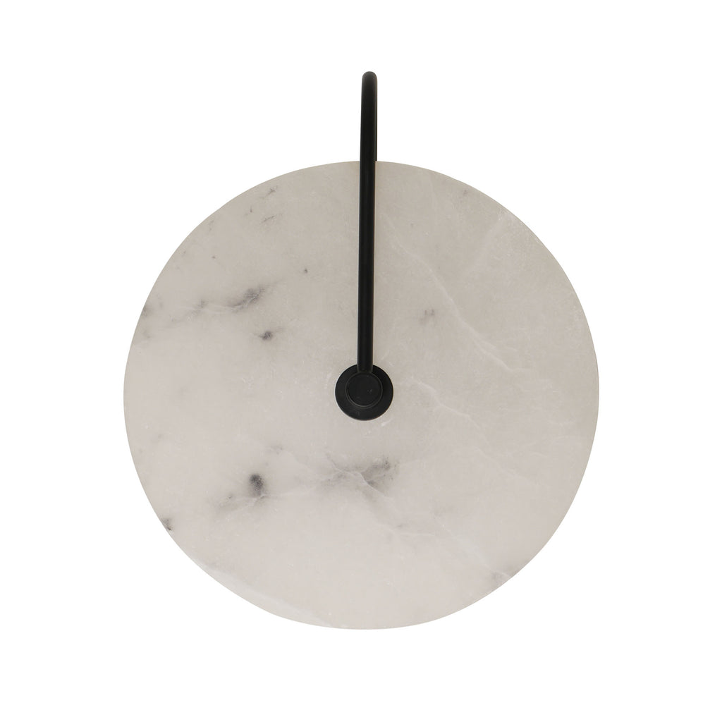 Dehowell 9.84in Round Modern Dimmable Led Alabaster Wall Sconce With Remote Control, Brass Accent