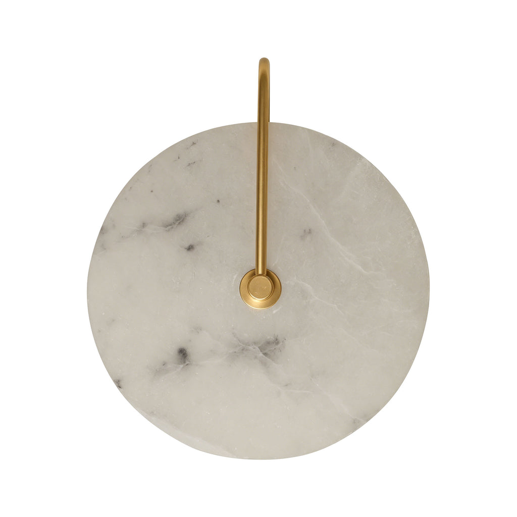 Dehowell 9.84in Round Modern Dimmable Led Alabaster Wall Sconce With Remote Control, Brass Accent