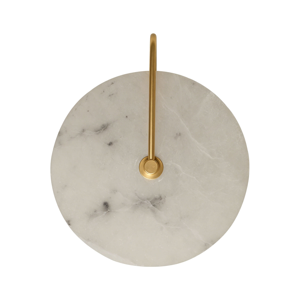 Dehowell 9.84in Round Modern Dimmable Led Alabaster Wall Sconce With Remote Control, Brass Accent