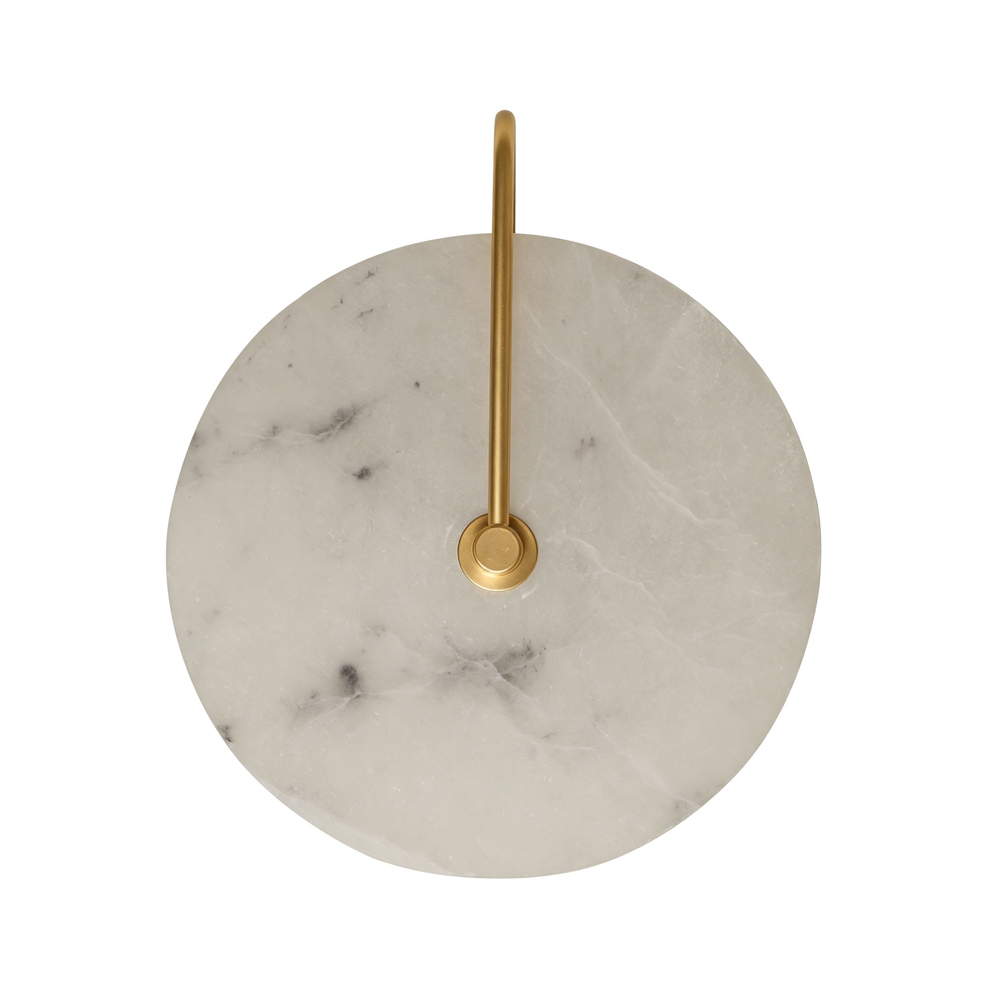 Dehowell 9.84in Round Modern Dimmable Led Alabaster Wall Sconce With Remote Control, Brass Accent
