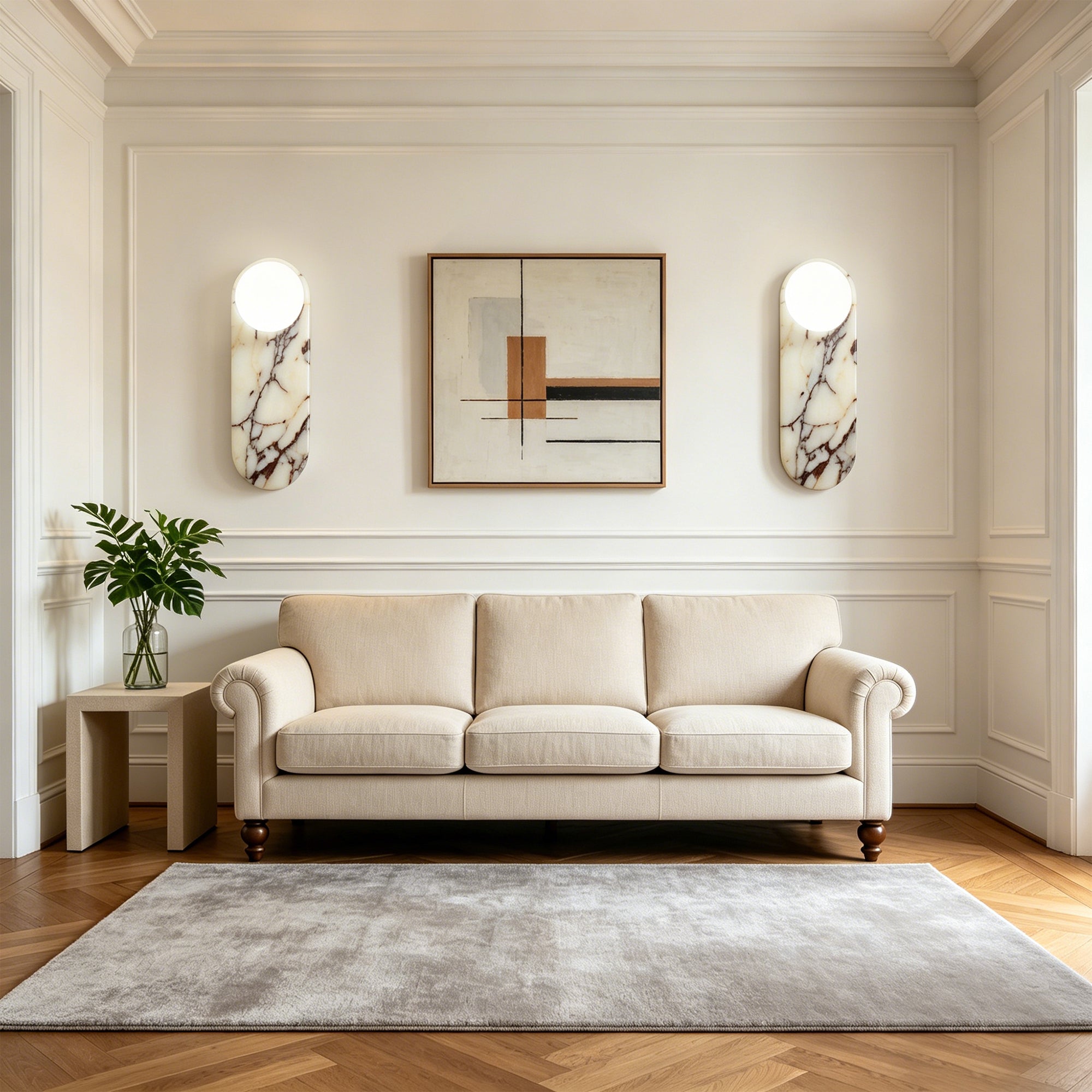 Dehowell 13.78in Bulgari Marble Wall Sconces,modern Nutural Alabaster Wall Light With Glass Globe Shade,g9 Lights Including (Set of 2)