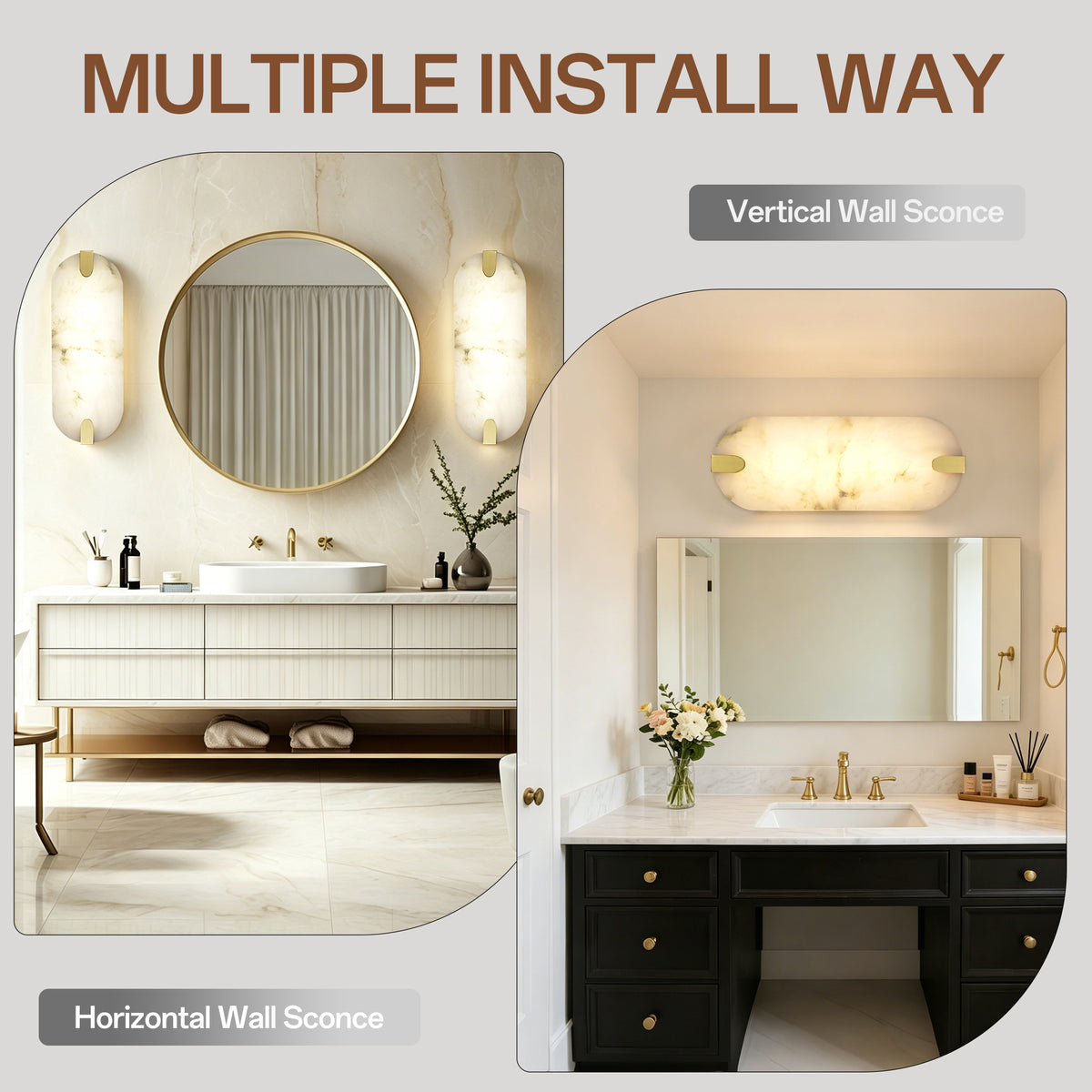 Modern Natural Alabaster Wall Sconce With 3-color Dimmable Led