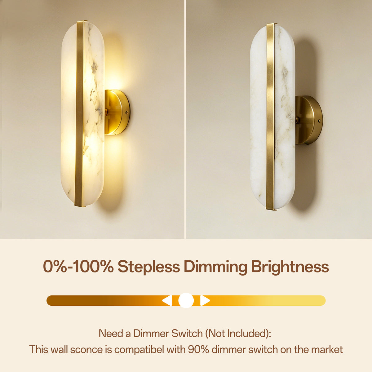 Modern Natural Alabaster Wall Sconce With Dimmable 2‑light G9 Bulbs