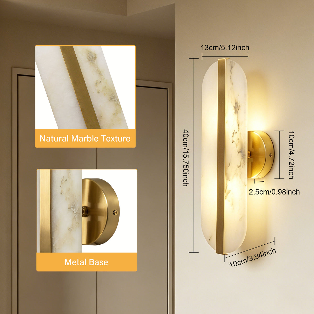 Modern Natural Alabaster Wall Sconce With Dimmable 2‑light G9 Bulbs