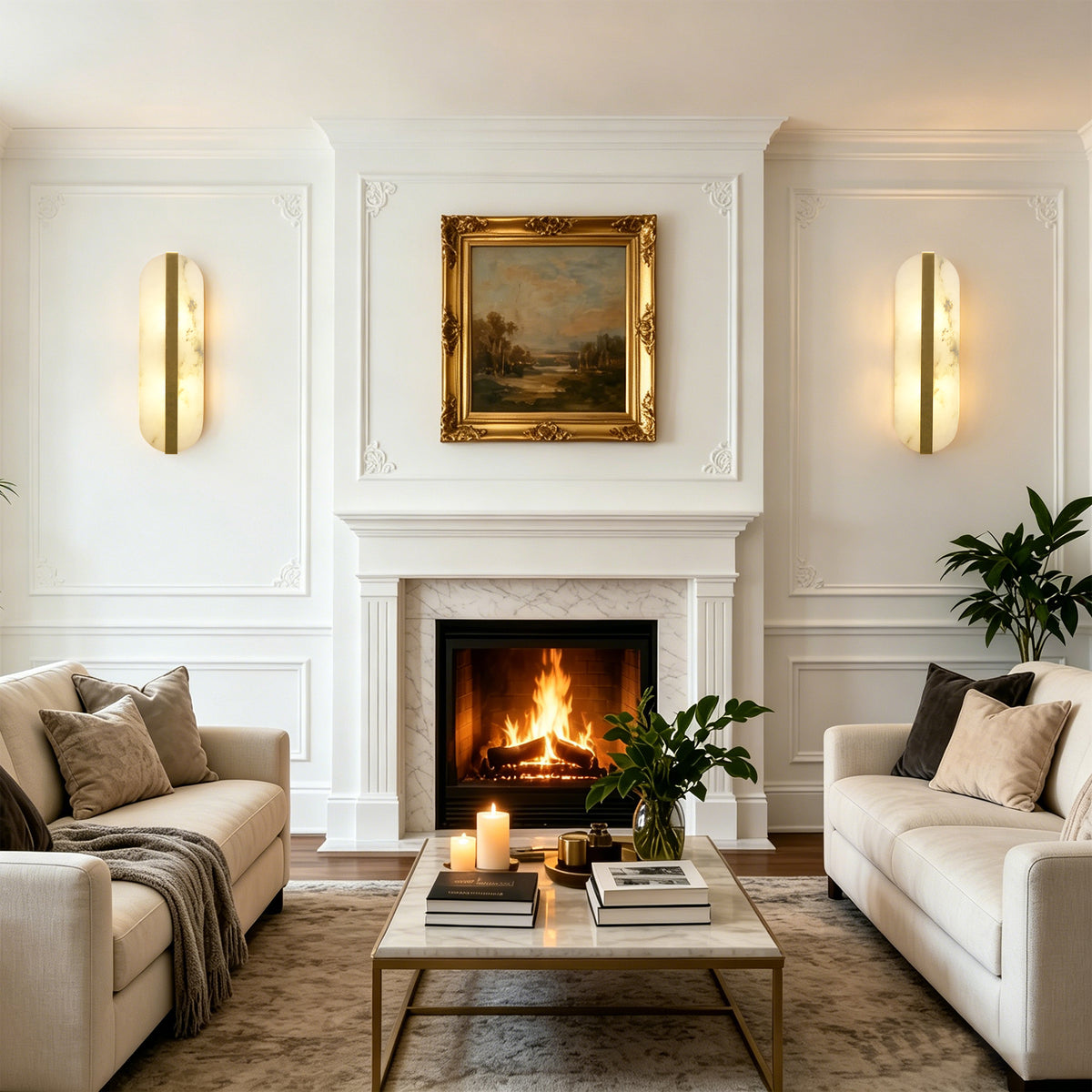 Modern Natural Alabaster Wall Sconce With Dimmable 2‑light G9 Bulbs