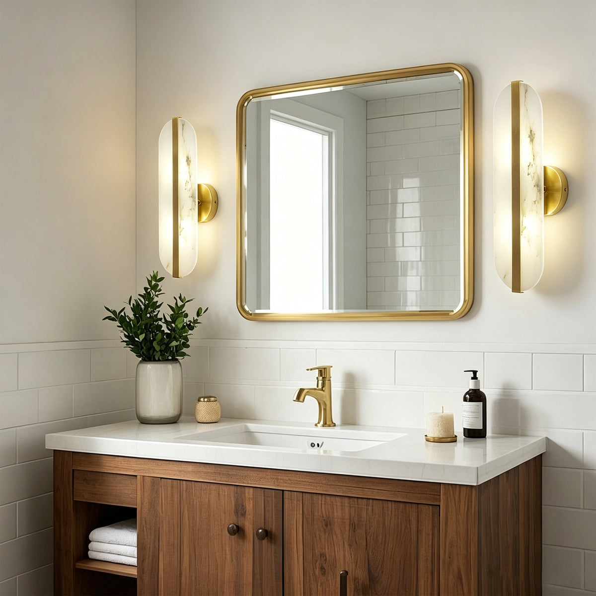 Modern Natural Alabaster Wall Sconce With Dimmable 2‑light G9 Bulbs